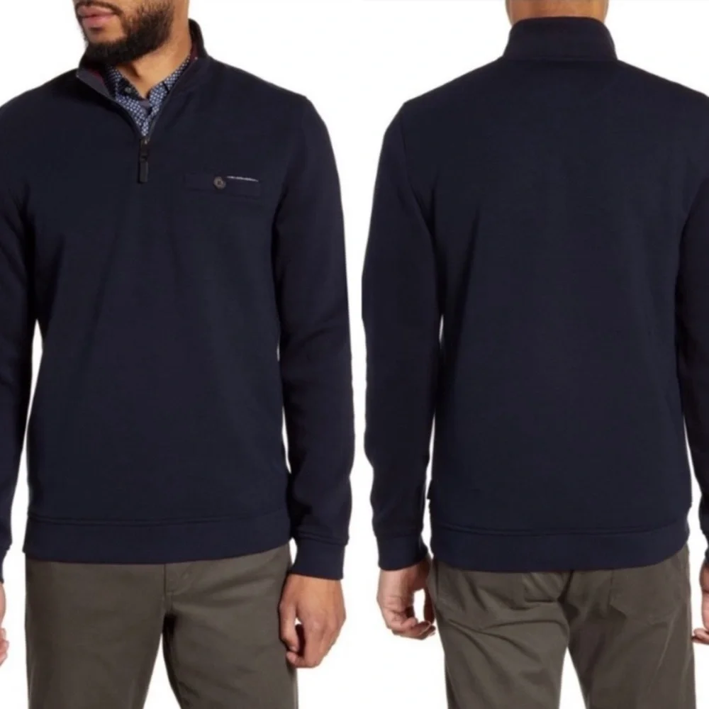 TED BAKER London Navy Blue Valerio Sweater Half Zip Pullover Size Small - Picture 15 of 15